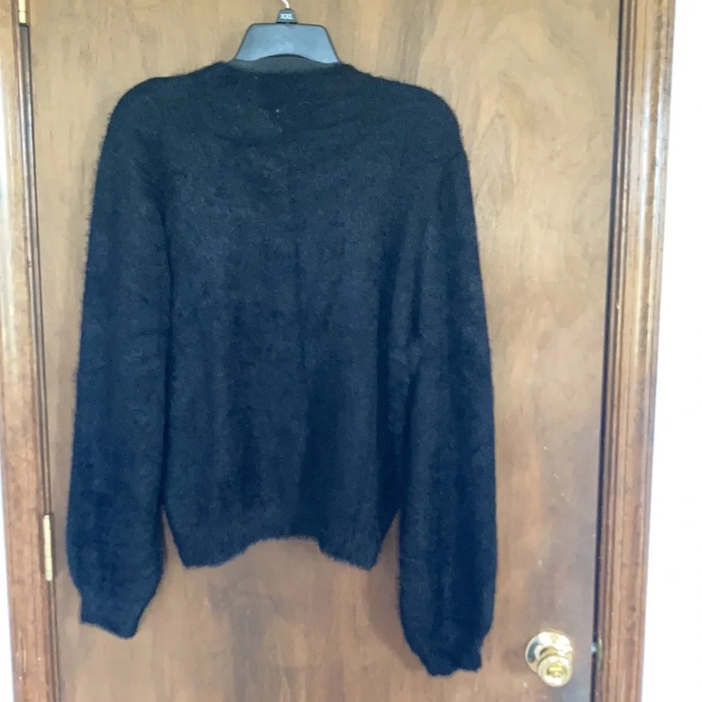 Relist 2/15 ❌ Cara Santana x Nine West black sweater w sequin chevron stripe XL - Picture 8 of 14